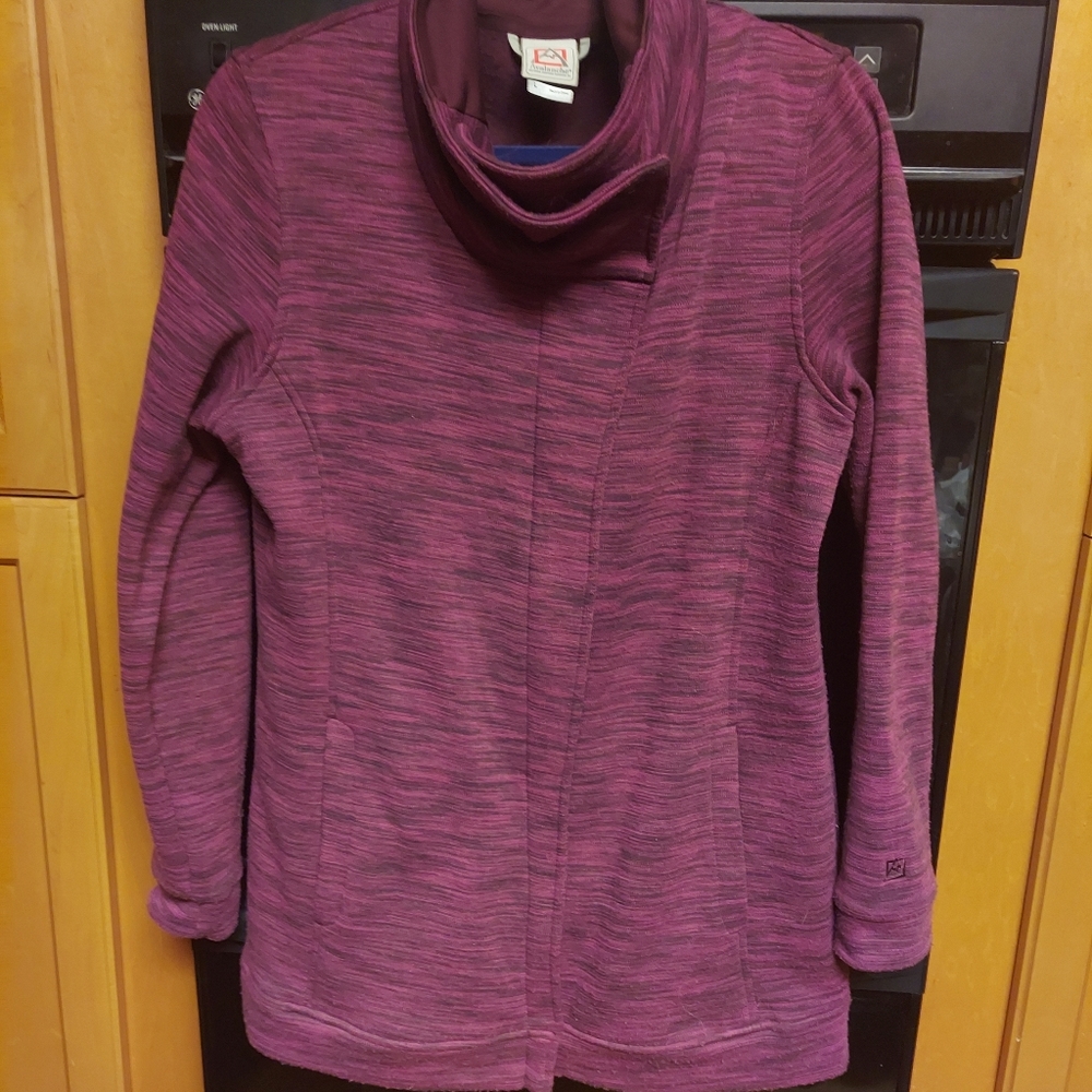 Avalanche zip front fleece sweater jacket warm cowl neck large